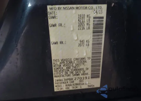 2013 Nissan Altima 2.5 S z USA, uszkodzony, nr VIN 1N4AL3AP6DC270191